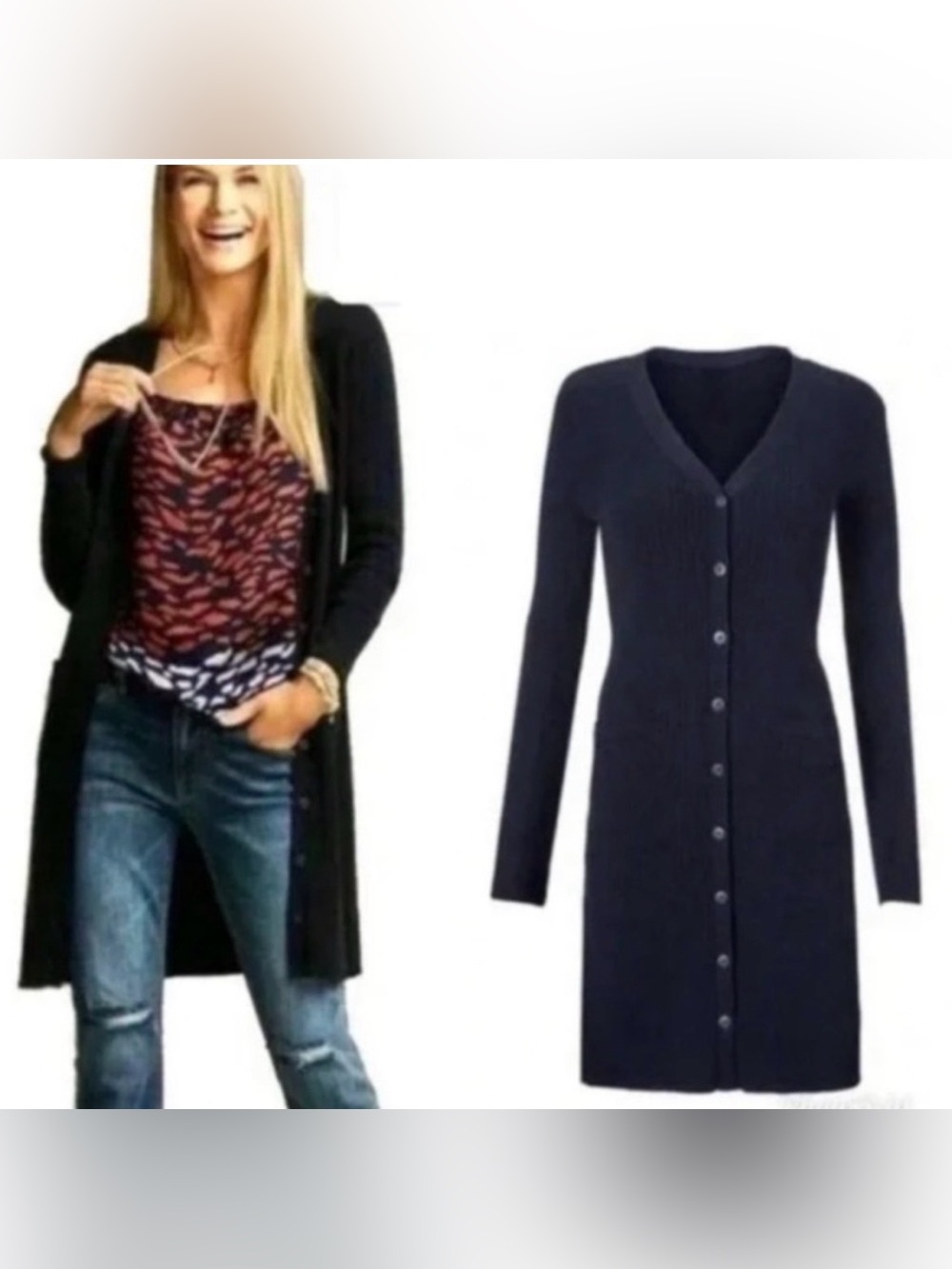 CAbi Closet Staple! Counsel Cardigan Duster Sweater Navy Blue #5450 Sz Medium
